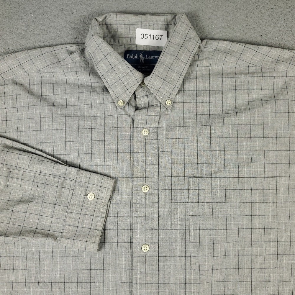 Ralph Lauren Shirt Mens XL Gray Plaid Pony Casual Button Up Long Sleeve